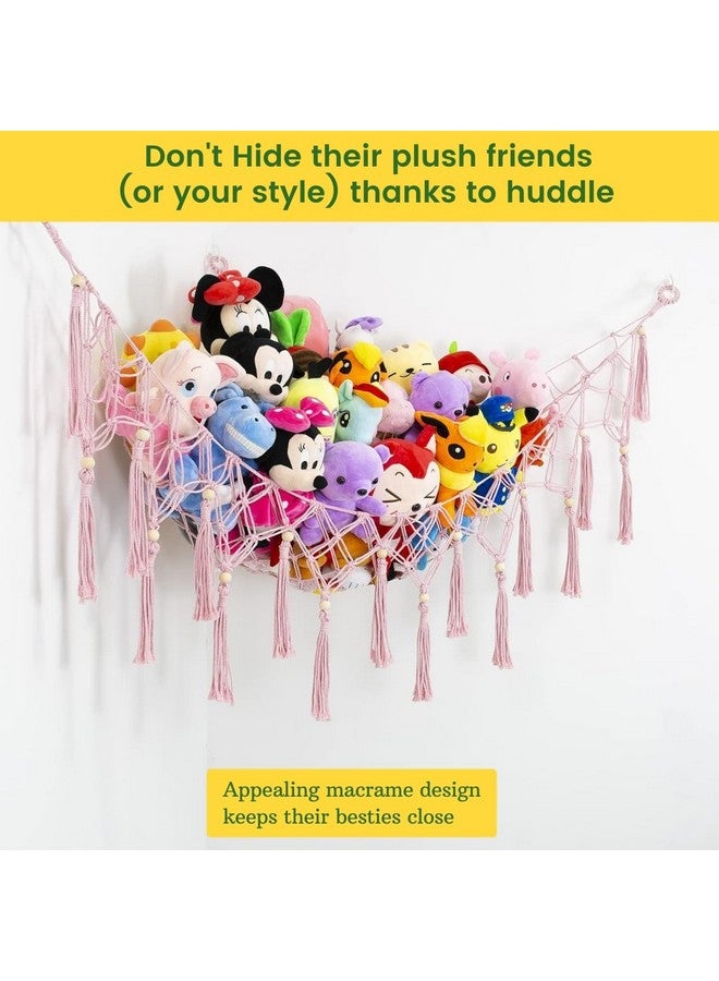 ecofynd Stuffed Soft Toy Organizer, Animal Toy Hammock, Hanging Cotton Storage, Boho Large Corner Plush Toys, Net Holder, Nursery Kids, Play Room, Bedroom, Kid Room (Pink, BH014) - Image 2