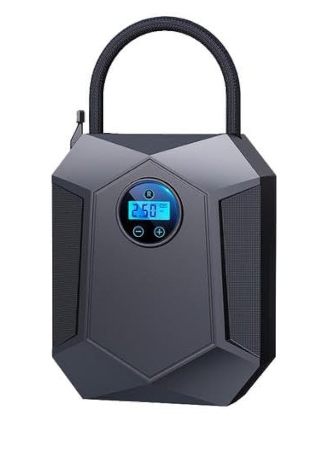 Car air Pump, Portable Air Compressor, Portable Tire Inflator, Air Compressor with Digital Screen LED Light, Digital Pressure Gauge, Tire Inflator for Bikes and Automobiles (Black) - Image 1