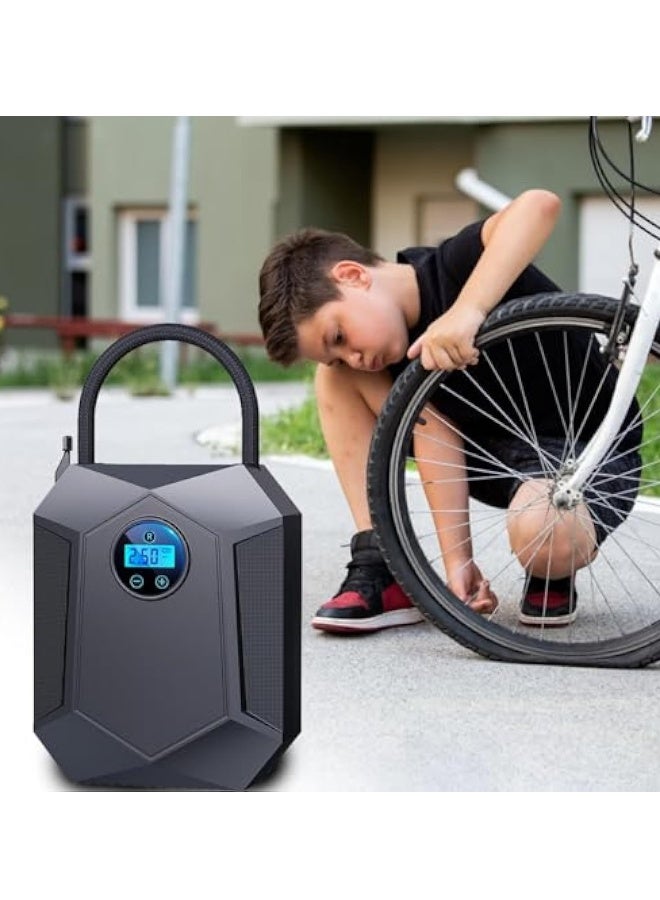 Car air Pump, Portable Air Compressor, Portable Tire Inflator, Air Compressor with Digital Screen LED Light, Digital Pressure Gauge, Tire Inflator for Bikes and Automobiles (Black) - Image 4