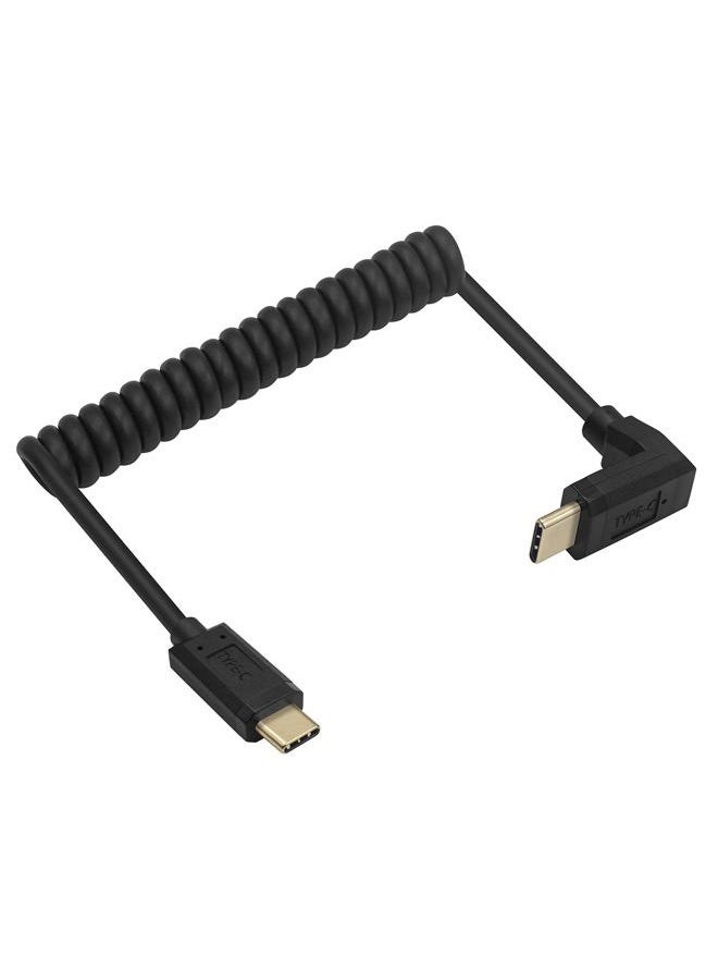 Qaoquda Coiled USB 3.1 Type C Cable, 90 Degree Angle USB-C Male to USB-C Male Spring Spiral Cable, 3A 10Gbps Fast Charging, Data Extension Cable, Stretched 3.3FT/1M (M/M Up & Down) - Image 1