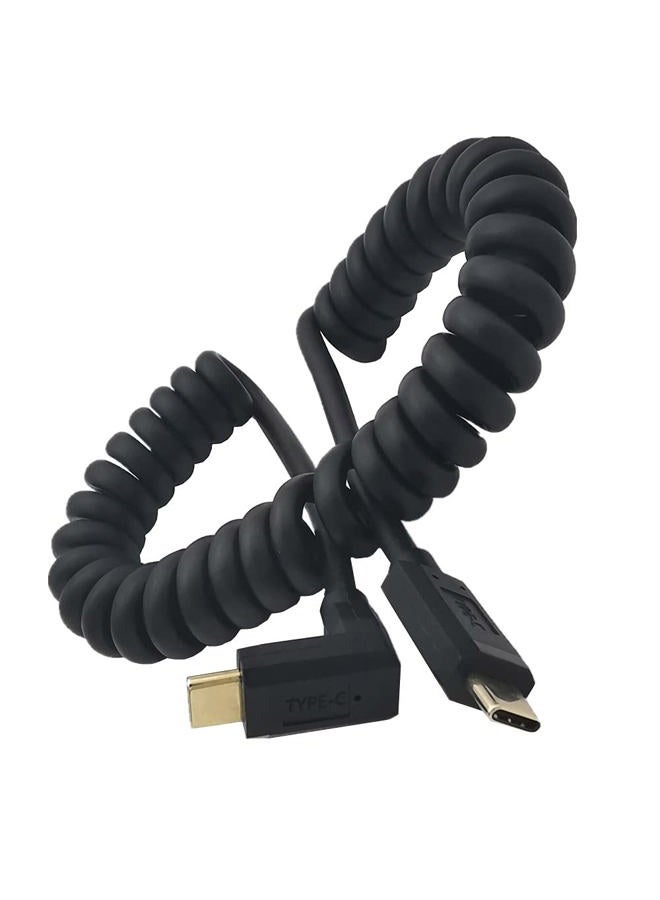 Qaoquda Coiled USB 3.1 Type C Cable, 90 Degree Angle USB-C Male to USB-C Male Spring Spiral Cable, 3A 10Gbps Fast Charging, Data Extension Cable, Stretched 3.3FT/1M (M/M Up & Down) - Image 2