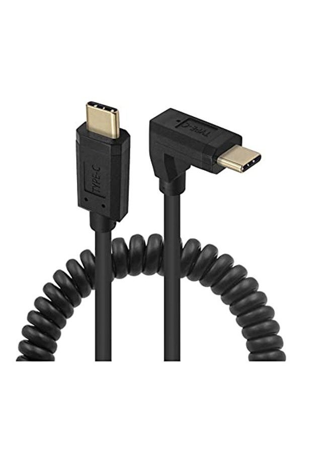Qaoquda Coiled USB 3.1 Type C Cable, 90 Degree Angle USB-C Male to USB-C Male Spring Spiral Cable, 3A 10Gbps Fast Charging, Data Extension Cable, Stretched 3.3FT/1M (M/M Up & Down) - Image 3