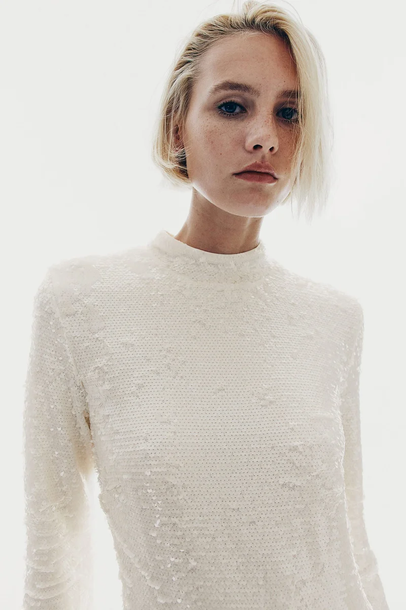 اتش اند ام Sequined Turtleneck Dress