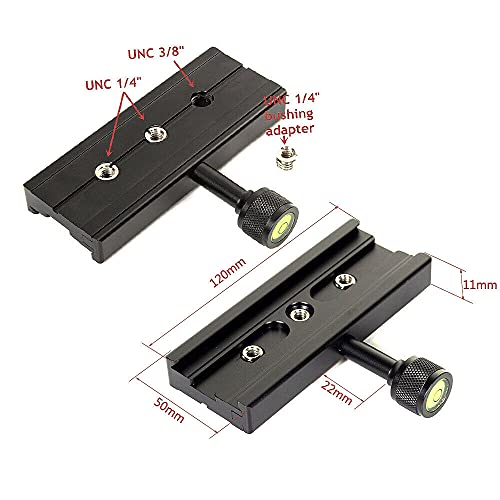 Hersmay 120mm Arca-Swiss Quick Release Plate with QR Clamp Adapter with 3/8" 1/4" Screw Hole Compatible for Camera Tripod Ball Head Monopod - Image 5