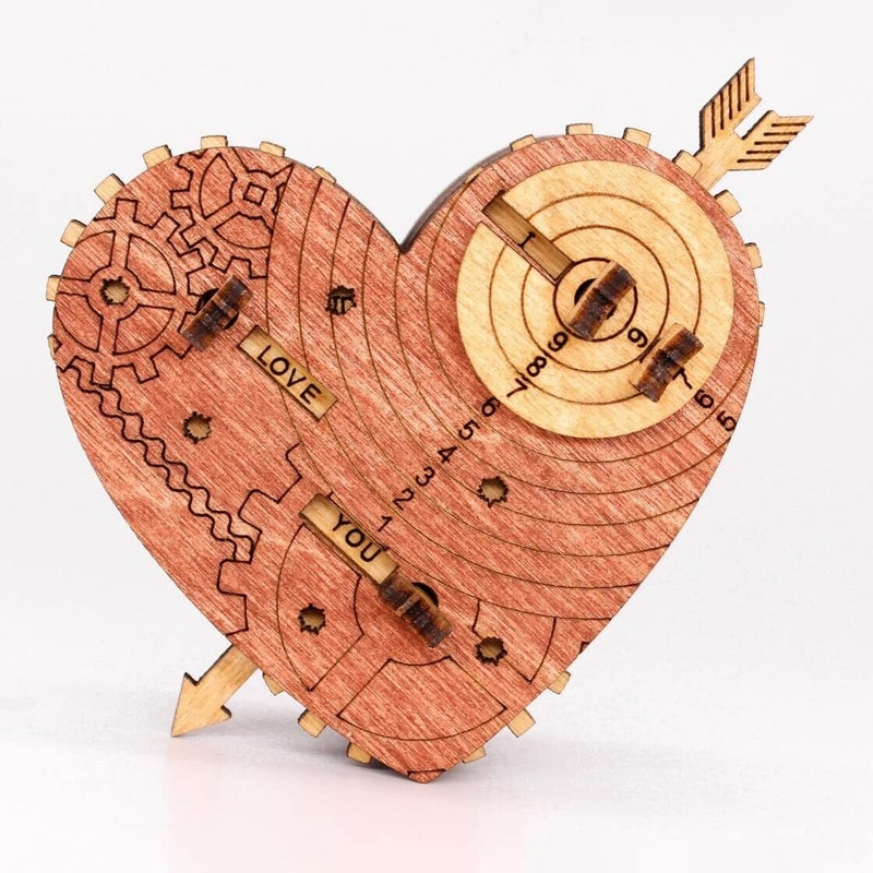 iDventure قلب خشبي من Tin Woodmans - صندوق كنز ميكانيكي لمخبأ المجوهرات هدايا الزفاف تغليف هدايا Cryptex صندوق البحث عيد الميلاد يوم الحب 3D لغز - Image 2