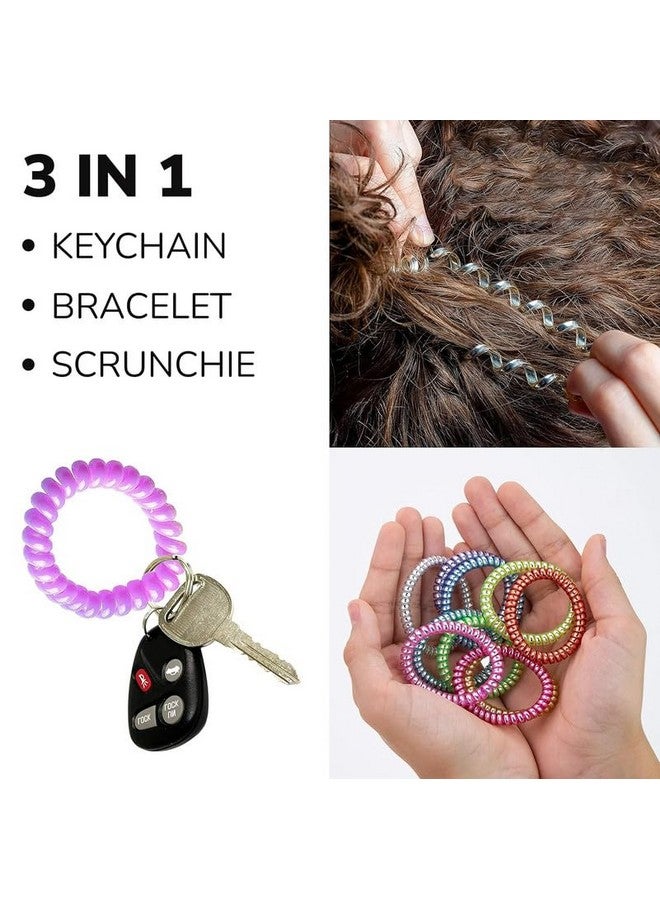 Belicia BELICIA 20 Pcs Coil Hair Ties - Stretchy Hair Ties - Cord Hair Bands - Telephone Cord prizes for kids classroomacelet Pack - Coil Bracelets - Stretchy Wrist Bands - Plastic Bracelets Bulk|MULTICOLOR - Image 2
