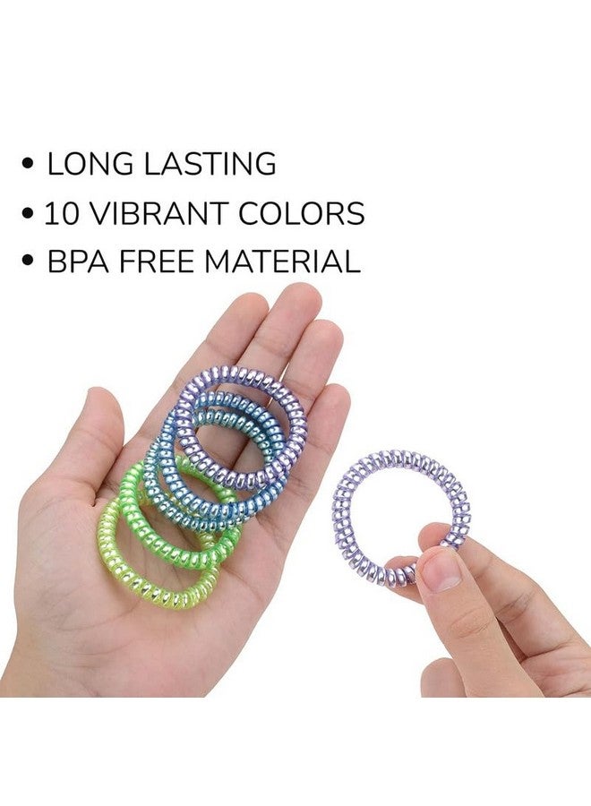 Belicia BELICIA 20 Pcs Coil Hair Ties - Stretchy Hair Ties - Cord Hair Bands - Telephone Cord prizes for kids classroomacelet Pack - Coil Bracelets - Stretchy Wrist Bands - Plastic Bracelets Bulk|MULTICOLOR - Image 4