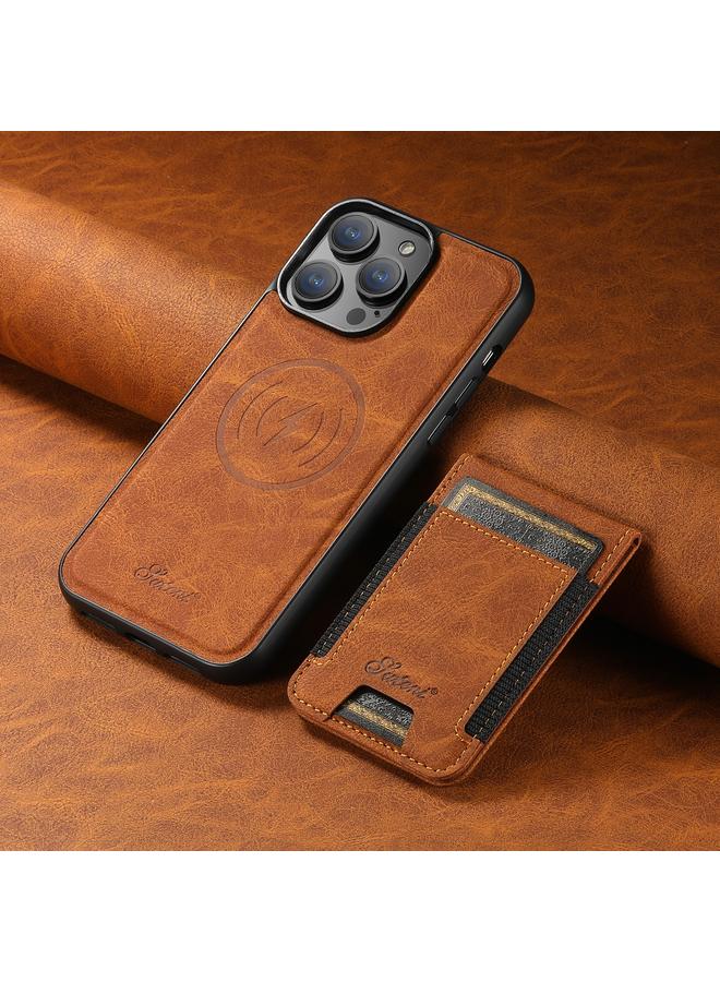Suteni Case For iPhone 15 Pro Max H17 Litchi Texture Leather MagSafe Detachable Wallet Phone Case - Image 2