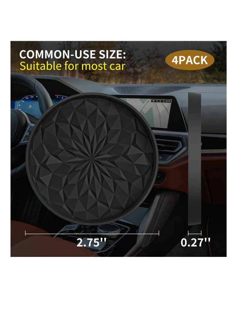 Excefore Car Cup Coaster, 4 Pack Silicone Car Coasters, Universal Insert Coasters, Non-Slip Recessed Car Interior Accessories, Car Cup Holder for Most Cars, Black - Image 2