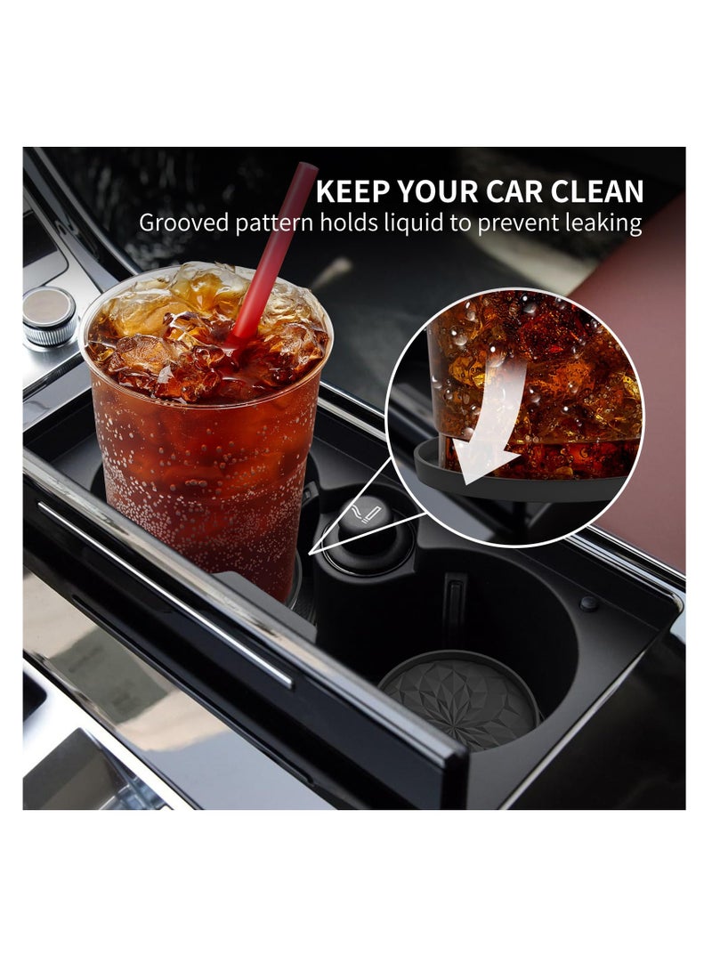 Excefore Car Cup Coaster, 4 Pack Silicone Car Coasters, Universal Insert Coasters, Non-Slip Recessed Car Interior Accessories, Car Cup Holder for Most Cars, Black - Image 3