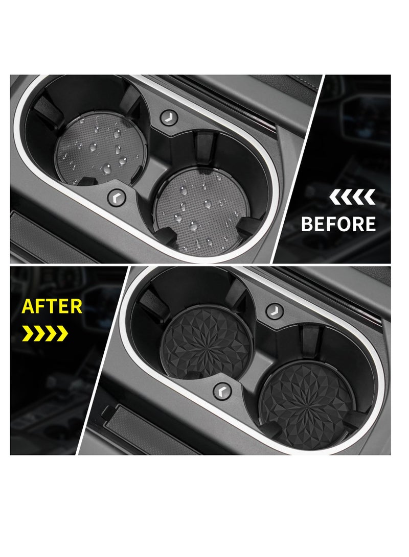 Excefore Car Cup Coaster, 4 Pack Silicone Car Coasters, Universal Insert Coasters, Non-Slip Recessed Car Interior Accessories, Car Cup Holder for Most Cars, Black - Image 4