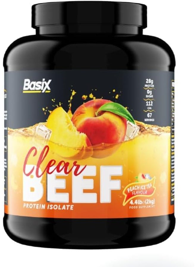 Basix Clear Beef Protein Isolate Peach Ice Tea 33 Servings,998g – Refreshing High-Protein Lean Muscle Drink - Image 1