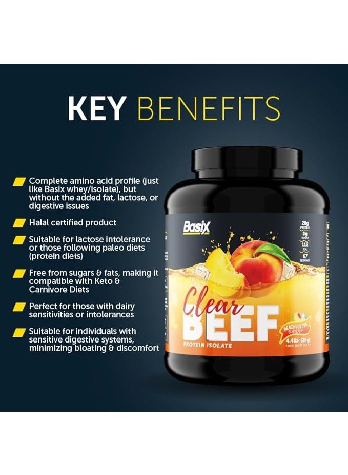 Basix Clear Beef Protein Isolate Peach Ice Tea 33 Servings,998g – Refreshing High-Protein Lean Muscle Drink - Image 4