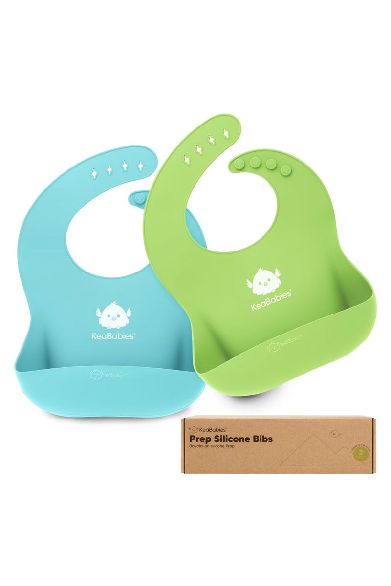 KeaBabies 2-Pack Silicone Bibs (Cloud Nine)  - Image 1