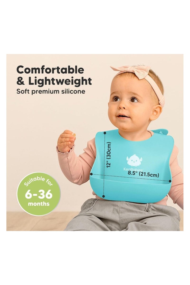 KeaBabies 2-Pack Silicone Bibs (Cloud Nine)  - Image 3