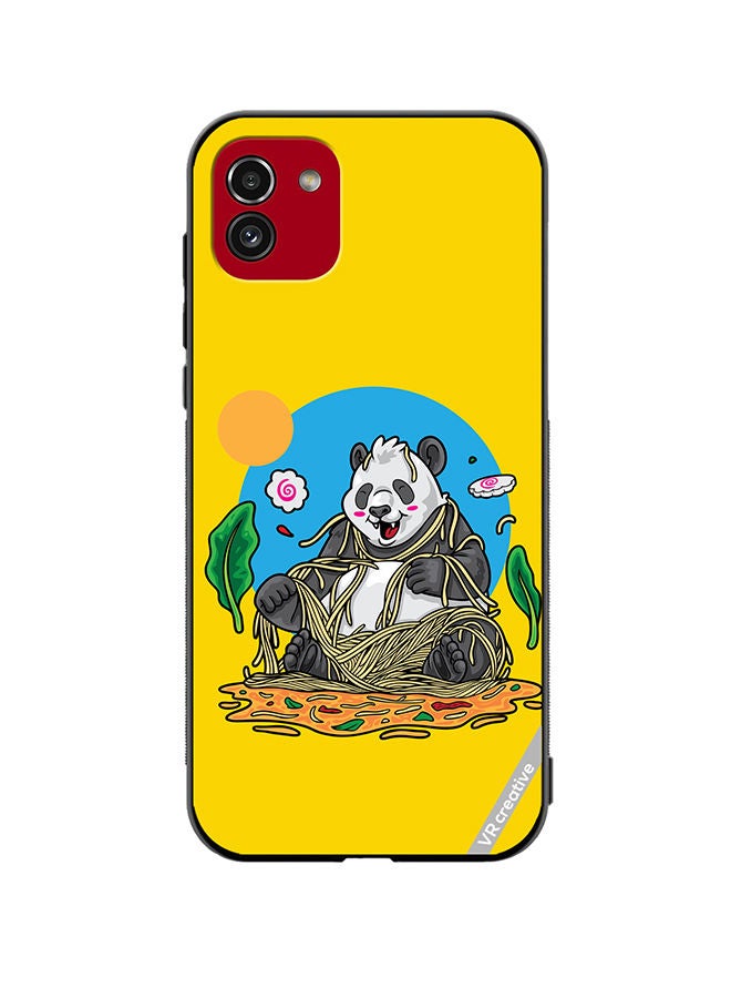 VR CREATIVE Protective Case Cover For Samsung Galaxy A03 Panda Eating Noodles Design Multicolour - Image 1