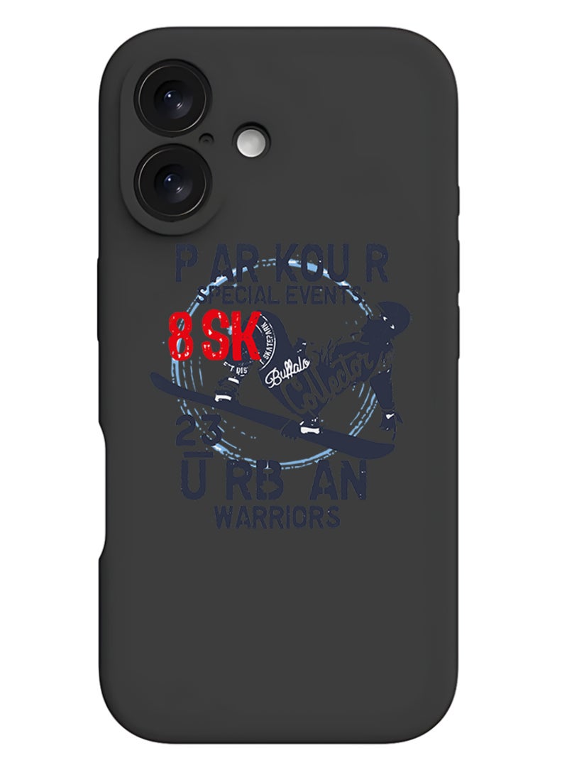 Theodor - iPhone 16 Plus Black Protective Slim Fit Case Liquid Silicone Cover with Full Body Protection Anti-Scratch Shockproof Case For iPhone - Parkour special events - Image 1