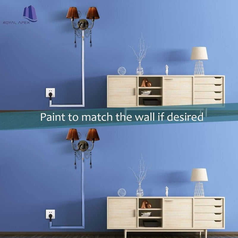 Royal Apex 90cm Square Cable Box Self Adhesive PVC Trunking White Wall Cord Cover Cable Concealer On-Wall Wire Cover Paintable Cable Management Raceway to Hide Wires - Pack of 3 (16x16MM) - Image 4