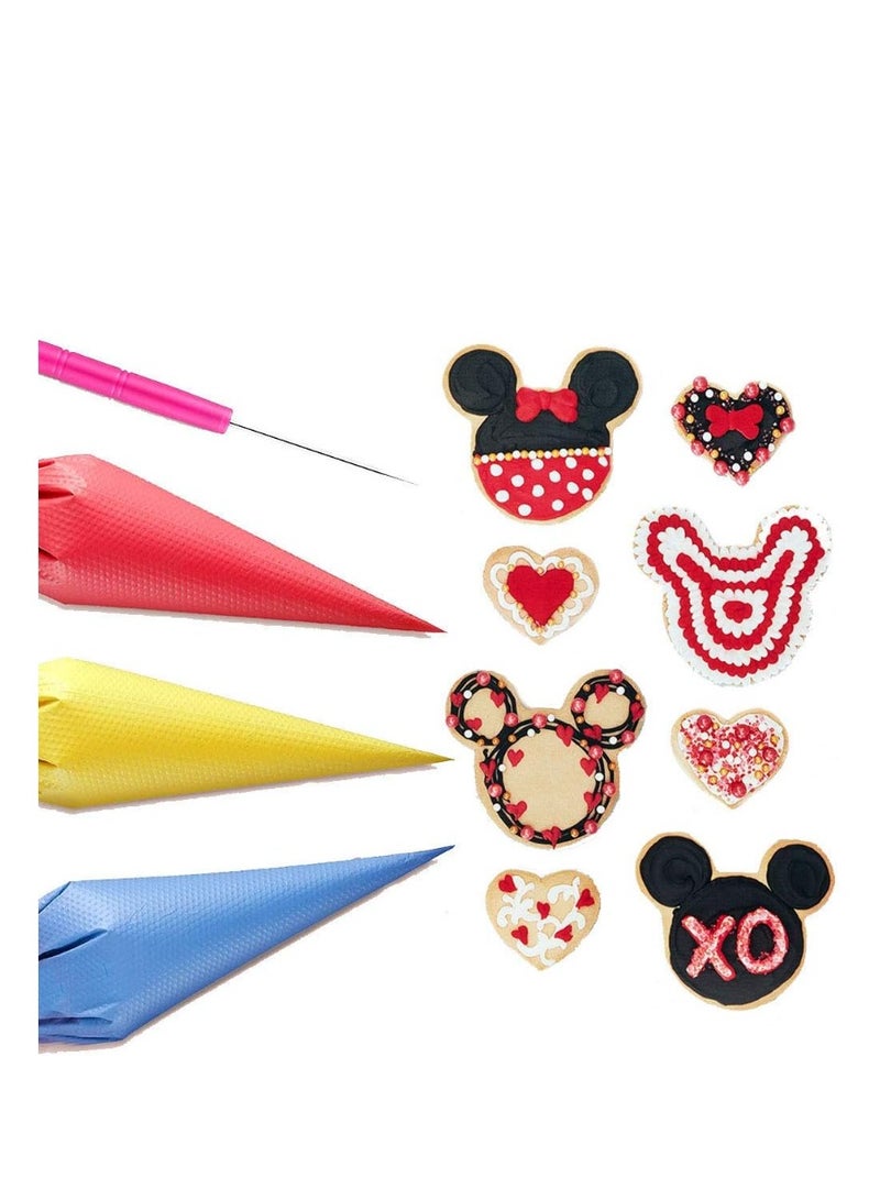 Yakumuz 122Pieces Tipless Piping Bags – Yakumuz 100pcs Disposable Piping Pastry Bag for Royal Icing/Cookies Decorating - 10 Pastry Bag Ties,10 Clips &2 Scriber Needle - Best Cookie/Cake Decorating Tools (10 Inch) - Image 5
