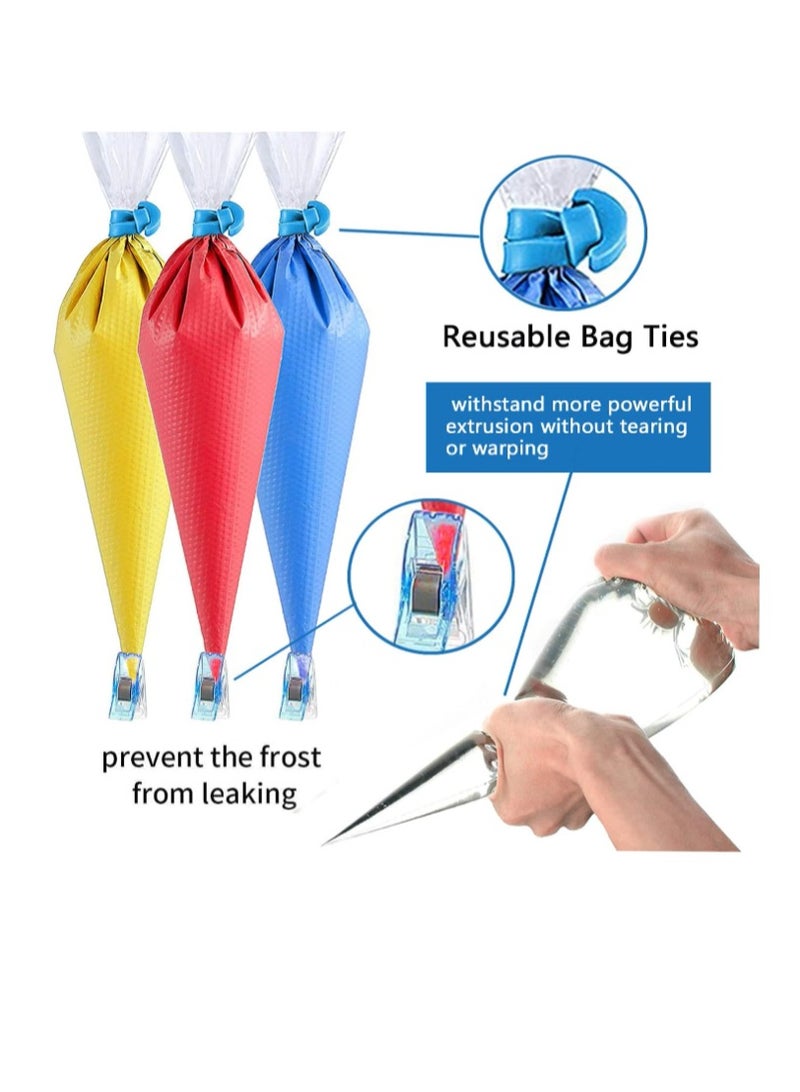 Yakumuz 122Pieces Tipless Piping Bags – Yakumuz 100pcs Disposable Piping Pastry Bag for Royal Icing/Cookies Decorating - 10 Pastry Bag Ties,10 Clips &2 Scriber Needle - Best Cookie/Cake Decorating Tools (10 Inch) - Image 4