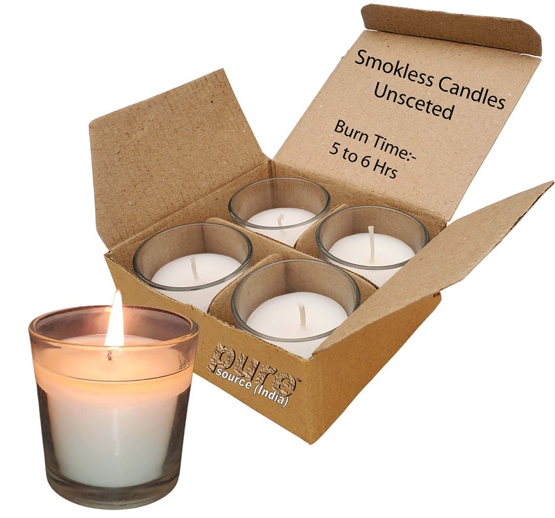 Pure Source India White Glass Votive Candles, Set of 6 (Unscented) for Home Decoration - Image 2