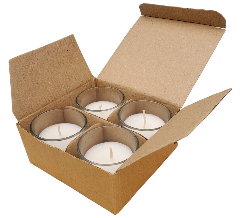 Pure Source India White Glass Votive Candles, Set of 6 (Unscented) for Home Decoration - Image 1
