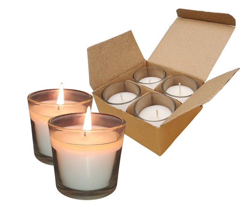 Pure Source India White Glass Votive Candles, Set of 6 (Unscented) for Home Decoration - Image 3