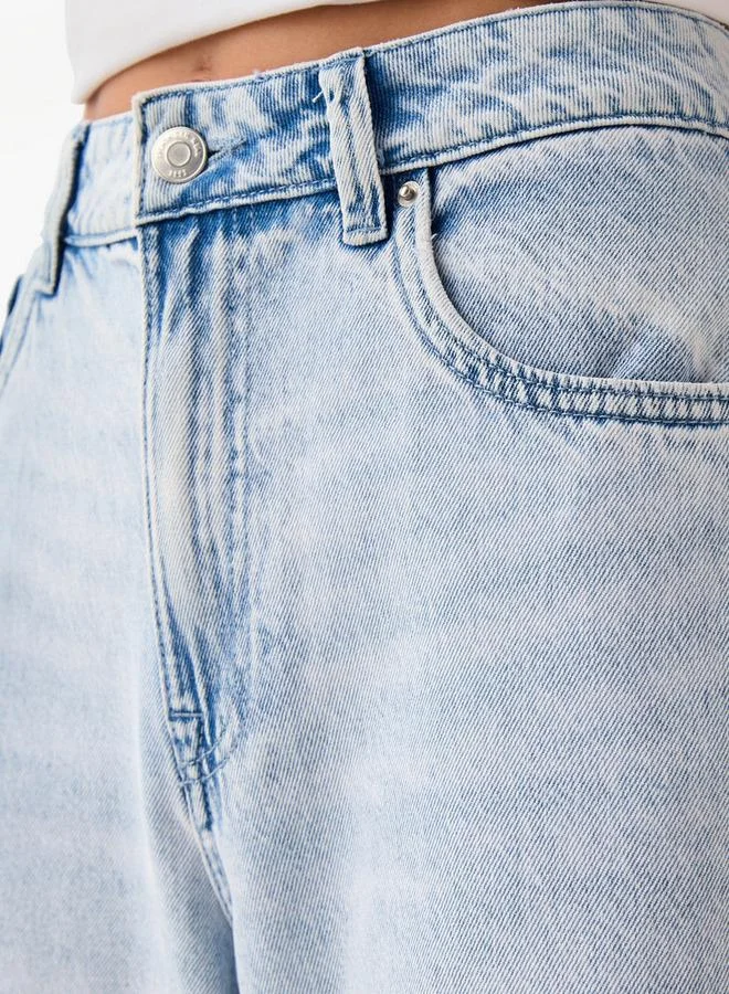 Splash FAV BLUE Wide Leg Mid Rise Jeans Cotton for Women | Best Price UAE