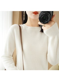 Womens Autumn/Winter Knitted Sweater Pullover Thin Non-Wool Base Layer Round Neck Top New Style Fashionable Streetwear White sweater