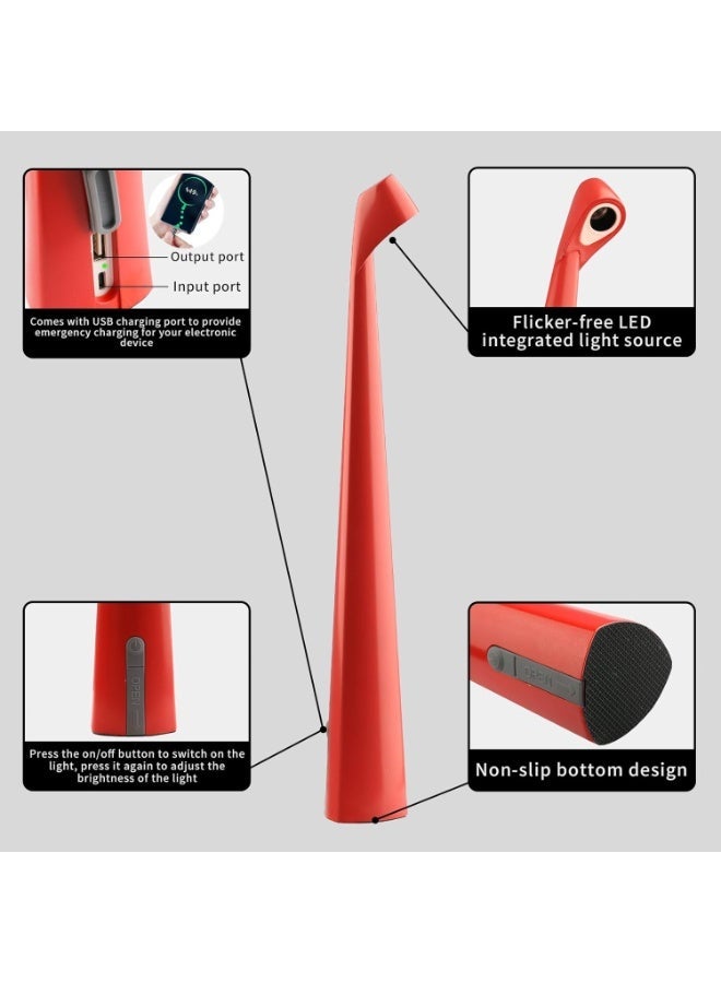 Hugifts Portable LED Red Table Lamp , valentine night lights, Rechargeable Battery Table lamps, Night Light for Kids Nursery, Bedside Lamp, Bedside Lamp.LED Desk Lamps Outdoor Portable Touch Lamps. (Red) - Image 3