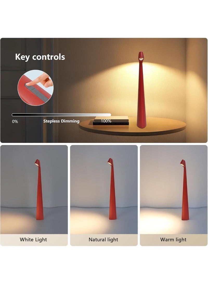 Hugifts Portable LED Red Table Lamp , valentine night lights, Rechargeable Battery Table lamps, Night Light for Kids Nursery, Bedside Lamp, Bedside Lamp.LED Desk Lamps Outdoor Portable Touch Lamps. (Red) - Image 4