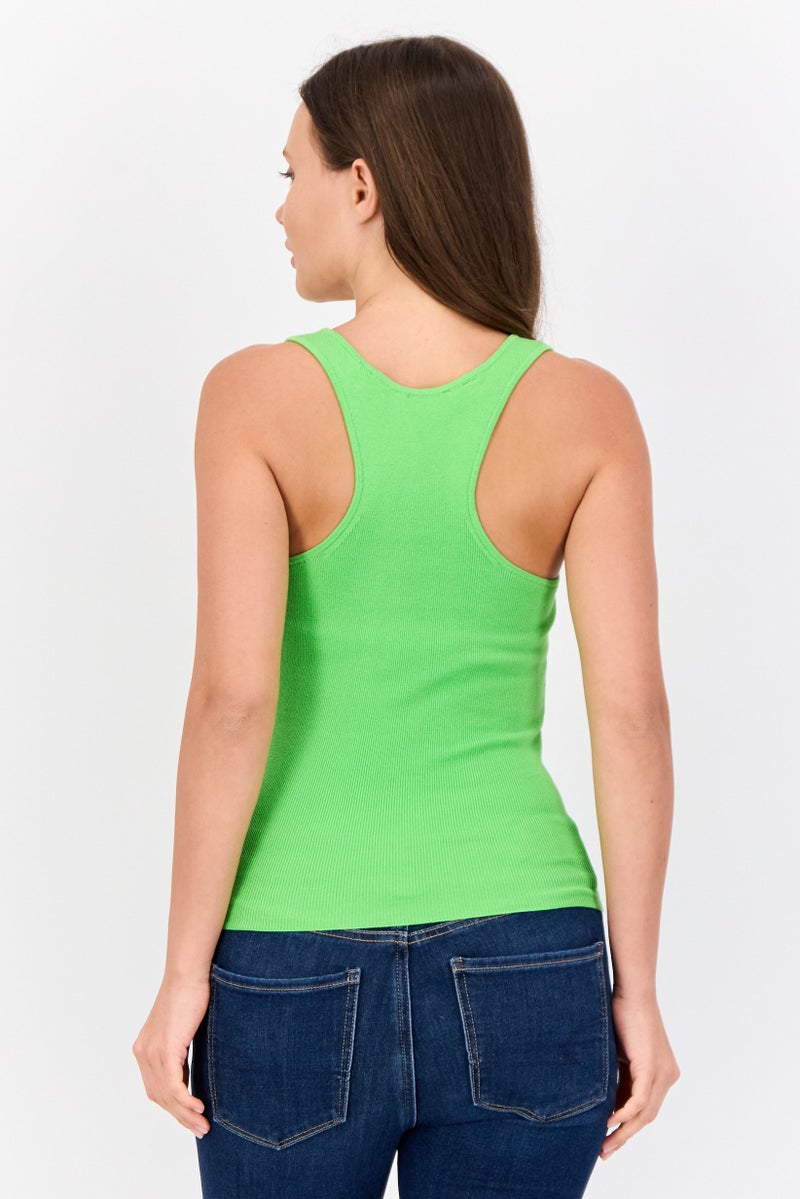 ESPRIT Women Scoop Neck Sleeveless Ribbed Tank Top, Apple Green - Image 3