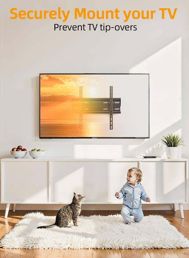 IWORKBOARD 43 50 55 inch Fixed Low Profile TV Wall Mount for 24-65 inch LED/LCD & Flat/Curved TVs, Universal Wall Mount Bracket with Safe Lock, Max VESA 400x400mm, up to 99Lbs & 16 '' Stud - Image 4