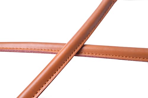 Wento Pair 20'' Genuine Leather Purses Straps with Ear Shape End,Punch Hole Ready,Real Leather Bag Handles,Replacement Purse Straps,Handbag Bag Wallet Straps WT0003 (20, Camel) - Image 4