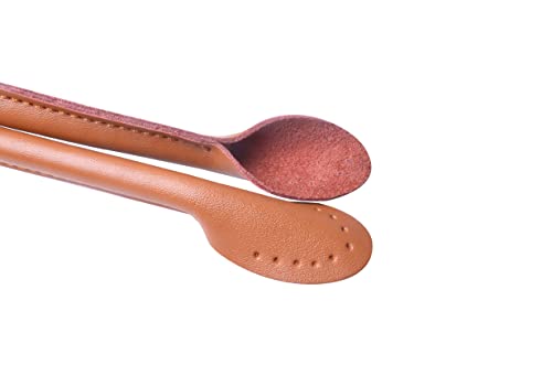 Wento Pair 20'' Genuine Leather Purses Straps with Ear Shape End,Punch Hole Ready,Real Leather Bag Handles,Replacement Purse Straps,Handbag Bag Wallet Straps WT0003 (20, Camel) - Image 3