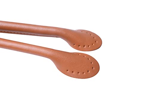 Wento Pair 20'' Genuine Leather Purses Straps with Ear Shape End,Punch Hole Ready,Real Leather Bag Handles,Replacement Purse Straps,Handbag Bag Wallet Straps WT0003 (20, Camel) - Image 2