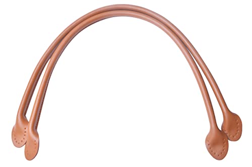 Wento Pair 20'' Genuine Leather Purses Straps with Ear Shape End,Punch Hole Ready,Real Leather Bag Handles,Replacement Purse Straps,Handbag Bag Wallet Straps WT0003 (20, Camel) - Image 1