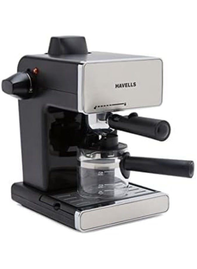 Havells Donato Espresso 800-950 Watt Stainless Steel Coffee Maker (Silver/Black) - Image 1