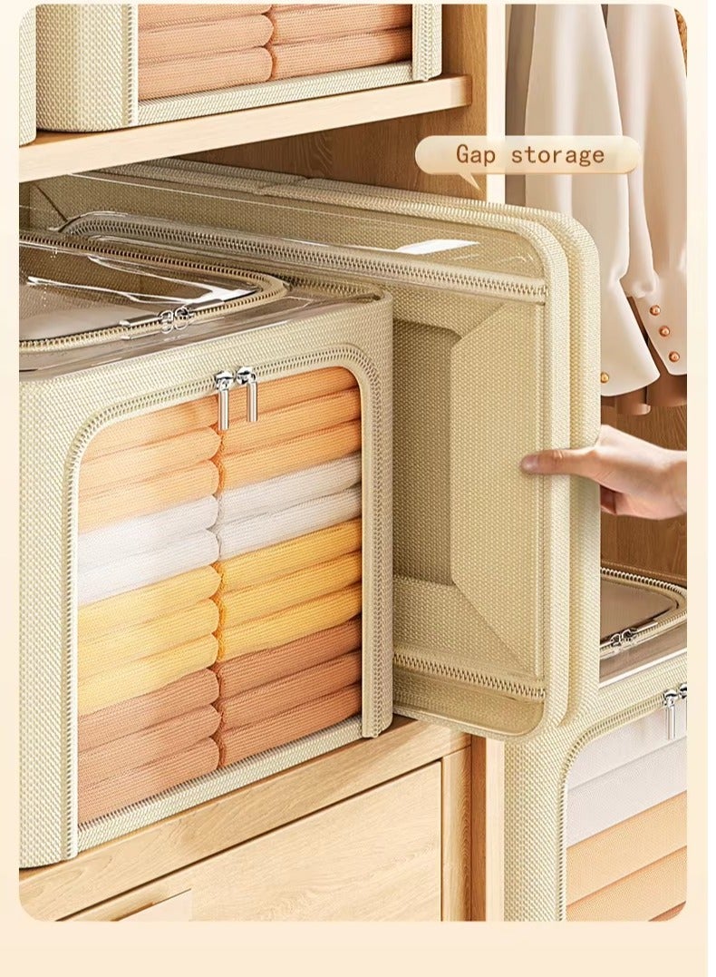 DUNISO 4 PCS oversized foldable clothing storage organizer boxes with transparent windows, clothing storage boxes with handles, wardrobes, bedroom drawers organizer, Oxford cloth steel frame rectangular clothing storage box  - Image 2