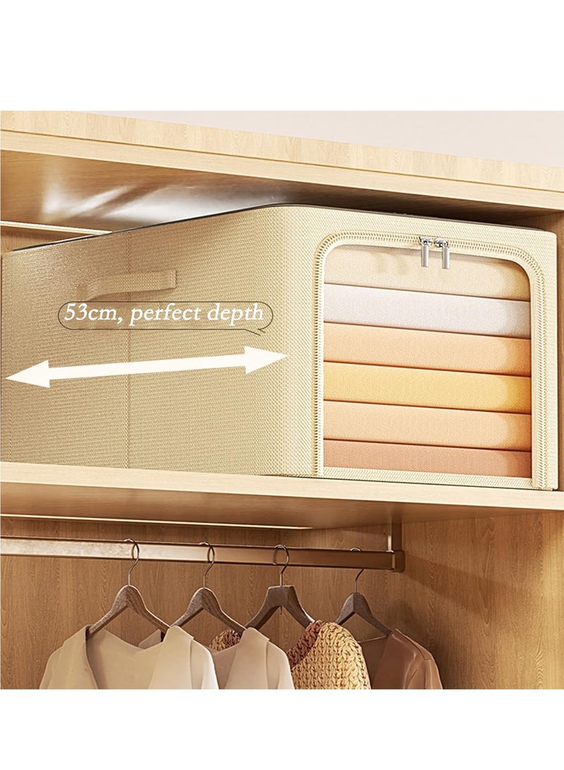 DUNISO 4 PCS oversized foldable clothing storage organizer boxes with transparent windows, clothing storage boxes with handles, wardrobes, bedroom drawers organizer, Oxford cloth steel frame rectangular clothing storage box  - Image 5