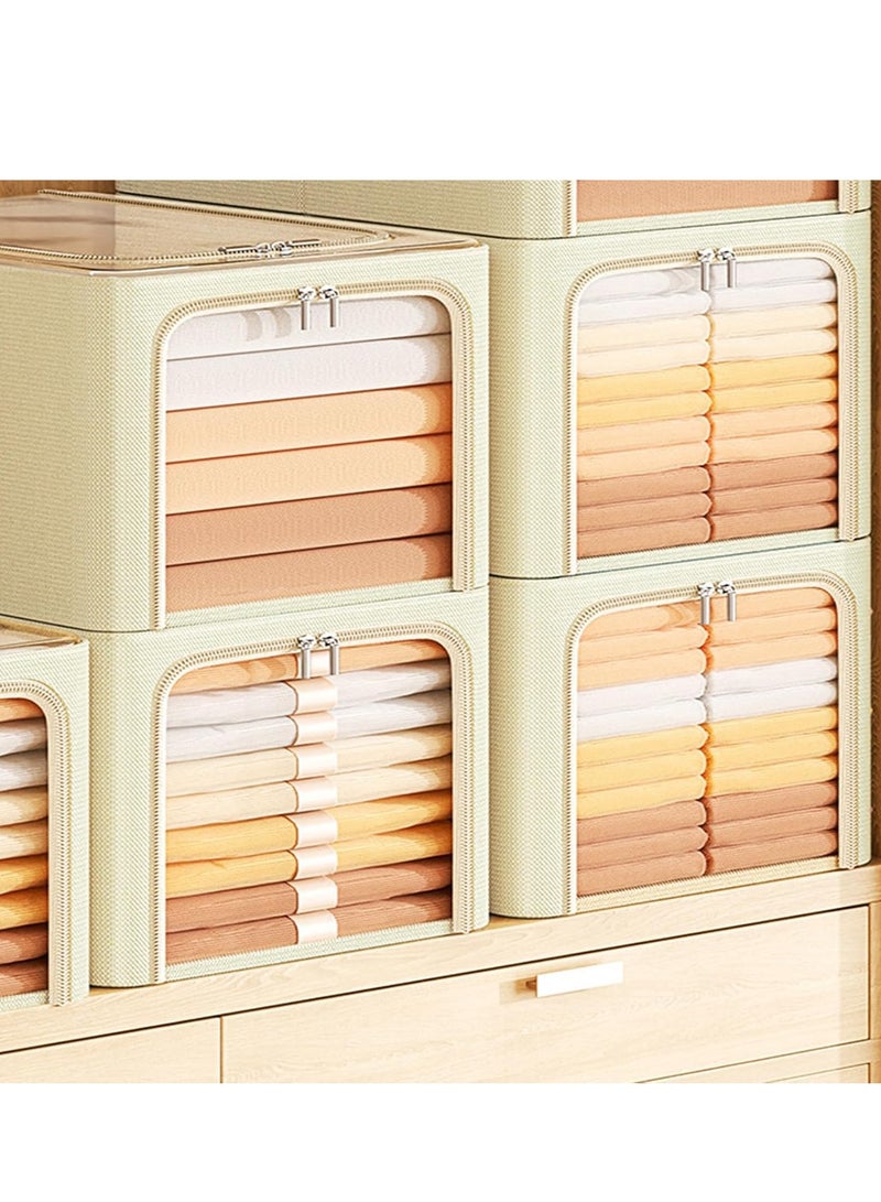 DUNISO 4 PCS oversized foldable clothing storage organizer boxes with transparent windows, clothing storage boxes with handles, wardrobes, bedroom drawers organizer, Oxford cloth steel frame rectangular clothing storage box  - Image 4