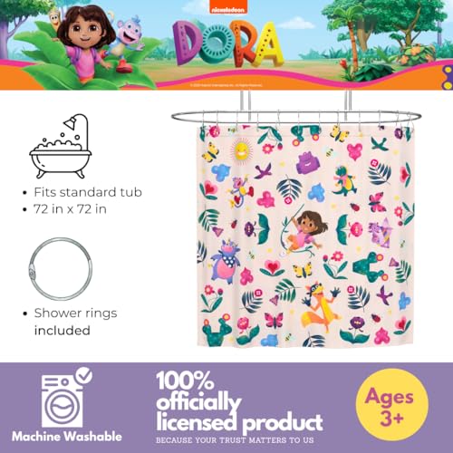 Franco Dora The Explorer 13Piece Shower Curtain Set 72 x 72 Inch Fabric Curtain with Hooks Bathroom Decor Machine Washable 100 Officially Licensed Product by Franco Collectibles - Image 3