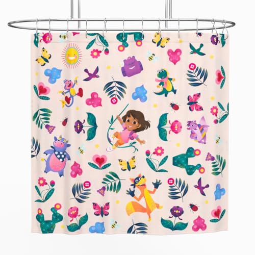 Franco Dora The Explorer 13Piece Shower Curtain Set 72 x 72 Inch Fabric Curtain with Hooks Bathroom Decor Machine Washable 100 Officially Licensed Product by Franco Collectibles - Image 1