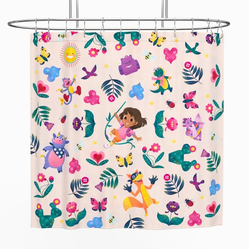 Franco Dora The Explorer 13Piece Shower Curtain Set 72 x 72 Inch Fabric Curtain with Hooks Bathroom Decor Machine Washable 100 Officially Licensed Product by Franco Collectibles - Image 2