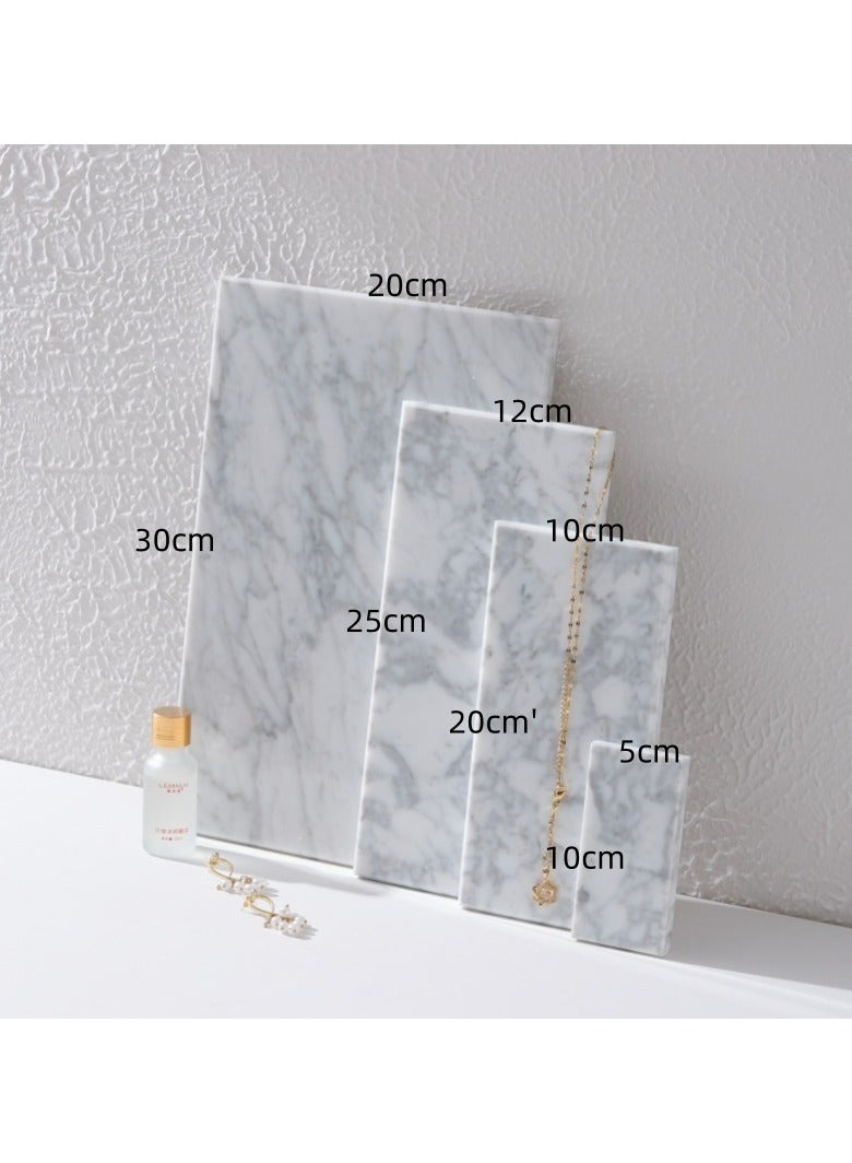 FUKE Natural Marble Tray Bathroom White Marble Rectangular Vanity Tray Trays Stone Tray for Jewelry,Cosmetics,Candles,Lotion,Perfume - Image 4