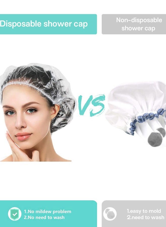 Auban 50 PCS Shower Cap Disposable,Bath Caps Larger Thick Clear Waterproof Plastic Elastic Hair Bath Caps For Women Hotel Travel Essentials Accessories Deep Conditioning Hair Care(19.3") - Image 4