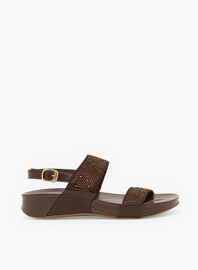 Flora Bella By Shoexpress BROWN Women Embellished Wedge Heel Sandals for Women | Best Price UAE