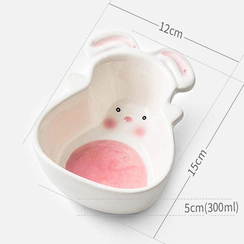 BinaryABC Rabbit Bunny Ceramic Bowl Food Bowl Fruit Salad Dessert Serving Bowl With SpoonEaster Bunny Party Supplies Tableware SetEaster Table Decor - Image 3