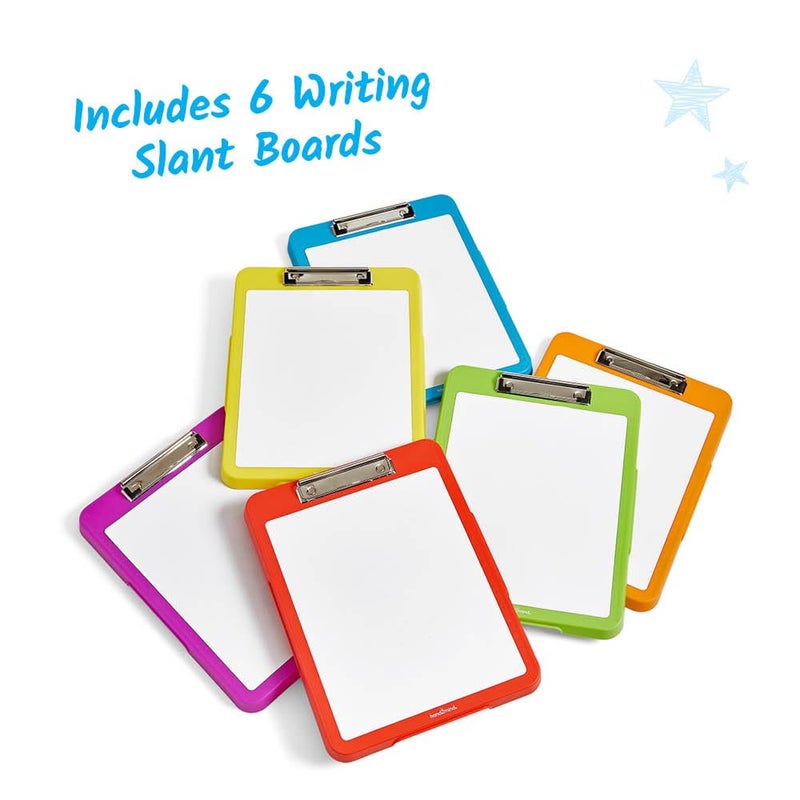 hand2mind Rainbow Writing Slant Boards, Desktop Whiteboard Clipboards, Reusable Handwriting Practice for Kids, Learn to Write Letters, Classroom Teacher Supplies, Multicolored, Set of 6 - Image 2