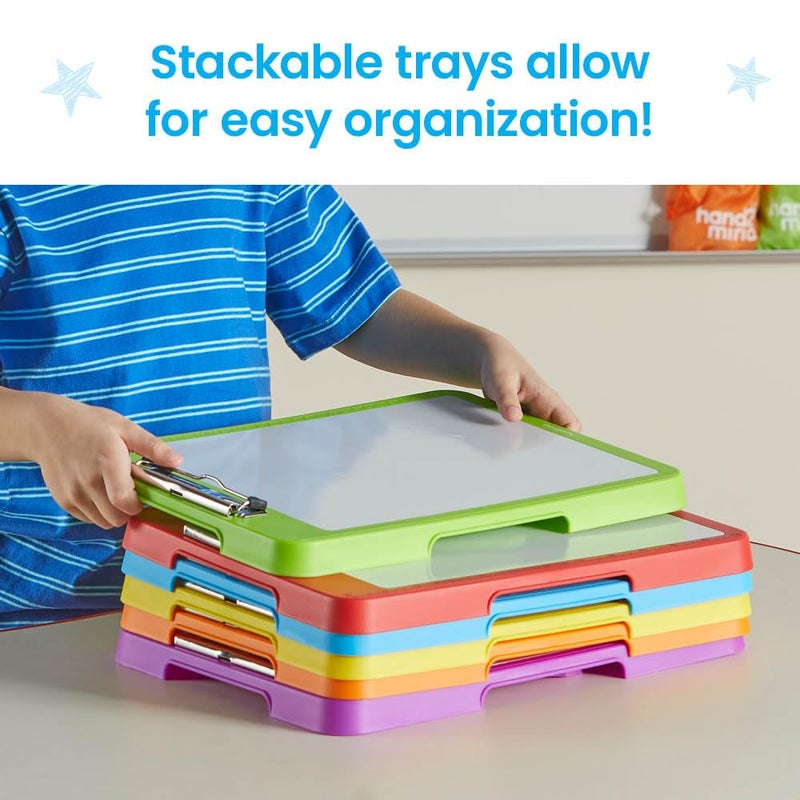 hand2mind Rainbow Writing Slant Boards, Desktop Whiteboard Clipboards, Reusable Handwriting Practice for Kids, Learn to Write Letters, Classroom Teacher Supplies, Multicolored, Set of 6 - Image 5